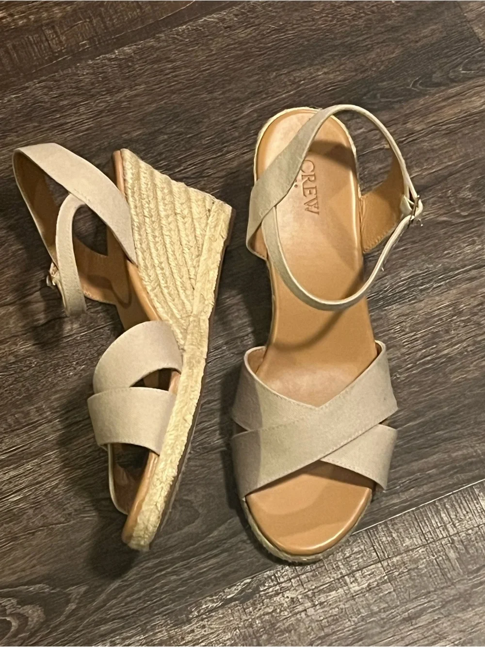 J. Crew Cream Cross-Strap Slingback Wedge Sandals NWOT